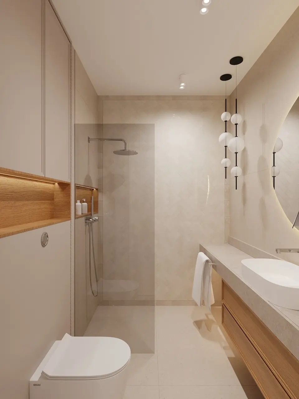 Łazienka z prysznicem walk-in – projekt wnętrza NicaDesign, Warszawa