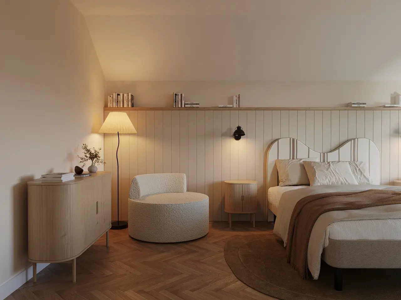 Jasna sypialnia – projekt wnętrza NicaDesign, Warszawa